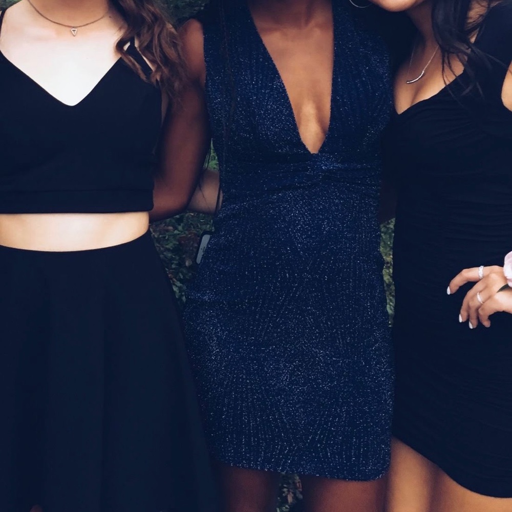 Navy sparking homecoming dress